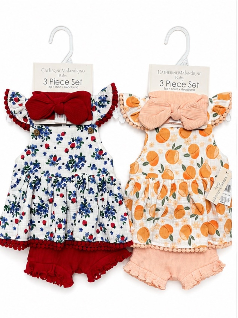 NEW - 2 Set Bundle Catherine Malandrino Floral & Peach Sets w Bow Headbands